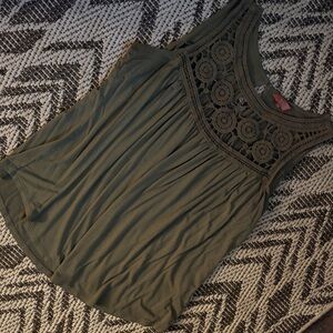 Olive Green Sleeveless Crochet Top